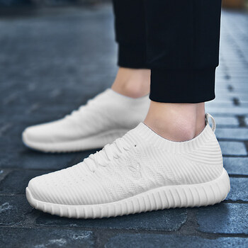 花花公子男鞋春季韩版潮流百搭白色运动休闲弹力袜子白鞋小白潮鞋