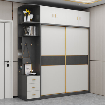 百爱优正 定制卧室家用小户型推拉门衣柜 现代简约出租房环保板式家具