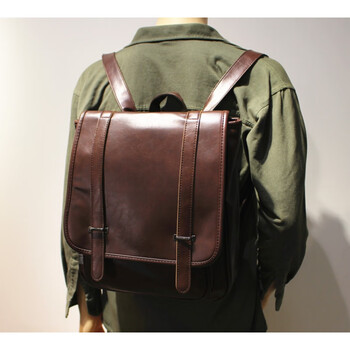 古跃新款复古双肩包韩版潮流男包旅行背包皮质大容量学生书包电脑包潮