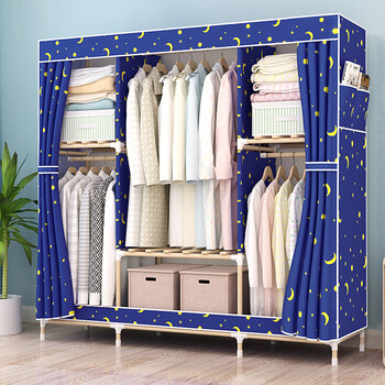 简易衣柜布艺双人收纳柜子布衣柜单人衣橱简约现代经济型组装 1.