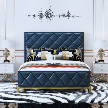 【一件8折】意卡芙 床 皮床 卧室家具后现代美式轻奢床双人床ins床