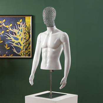 男模特半身人台假人男装内衣人体衣架电镀服装店道具衣服展示架子 色