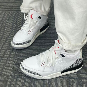 耐克nike女子airjordan3gsaj3白水泥爆裂纹中帮复古休闲dn3707100男子