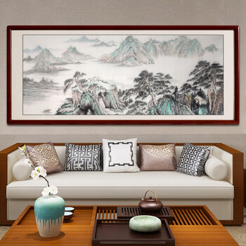 得玺堂纯手绘国画山水画玄关客厅风水画办公室会议室招财装饰画水墨画