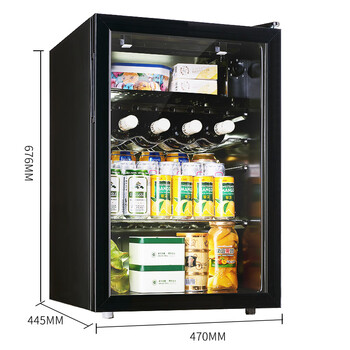 奥克斯(aux)冰吧80l透明玻璃单门冰箱小型家用展示留样茶叶冷藏保鲜柜