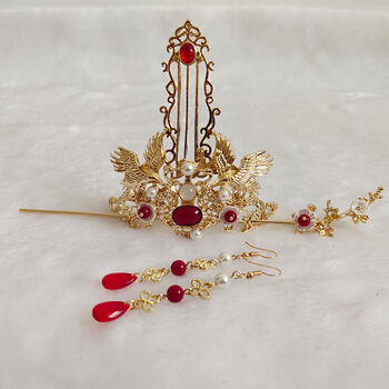 琴师 发冠汉服头冠古风头饰明制发饰簪子套装男女通用复古夹发簪 琴师