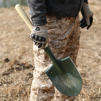 baobiao)铲锰钢原木手柄战备工兵铲军锹兵工铲子军工大号铁锹德国锹