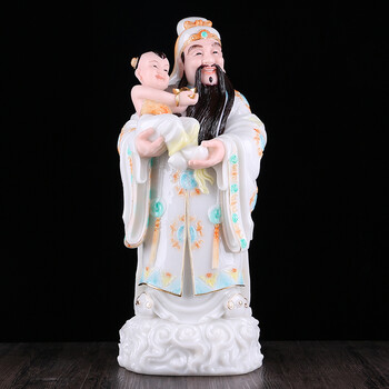 汉白玉财神爷福禄寿三星佛像供奉摆件客厅用送老人贺寿礼品 19寸福星