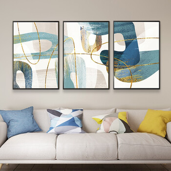 知墨画艺 现代简约客厅装饰画抽象三联画简约挂画沙发卧室背景墙画