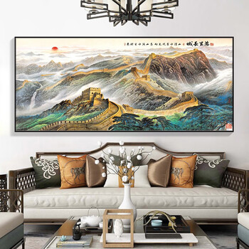 ct-689【万里长城】 长250高100cm-高清3d立体浮雕黑色铝合金框