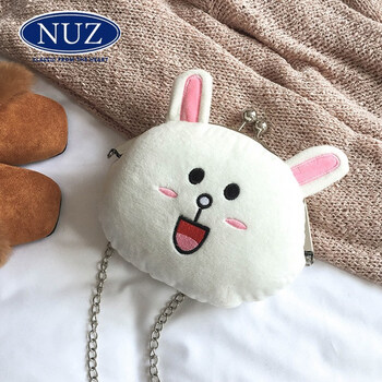 nuz2018韩版撞色毛绒可爱小鸭子时尚单肩斜挎包百搭女士包袋2677 白色