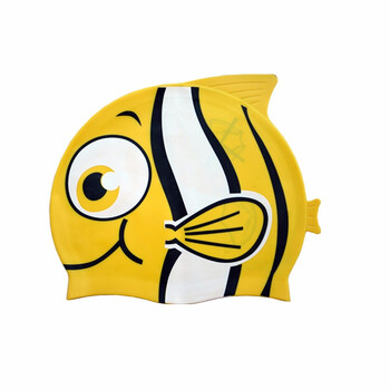 可爱男童女童卡通游泳帽儿童防水硅胶泳帽宝宝游泳装备 黄色鱼