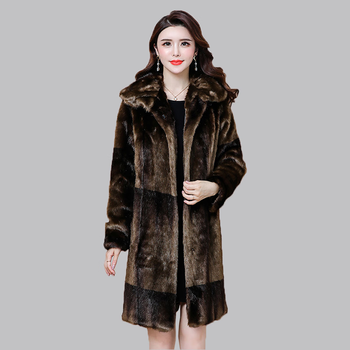 海宁貂皮大衣女整貂进口皮草反季水貂外套女长款中老年妈妈装 咖啡色