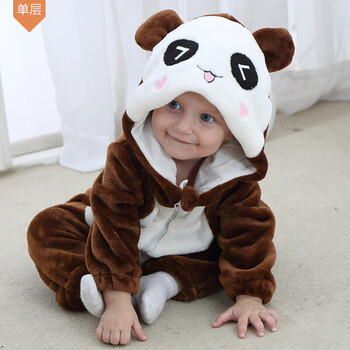 装动物抱衣衣服6-12个月0岁男1女宝宝新生儿外出服小孩子的 单层熊猫