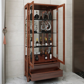 新中式酒柜实木现代客厅餐厅简约家用酒柜壁挂式藏酒存酒落地酒柜