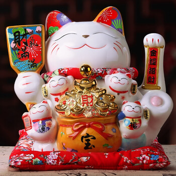 猫新店铺开业创意礼物收银台装饰摆件 0487 大号摇手财气满满【图片