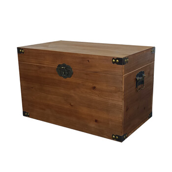 昌迎 木质收纳箱复古实木箱子大号长方形家用定制带锁储物箱整理小