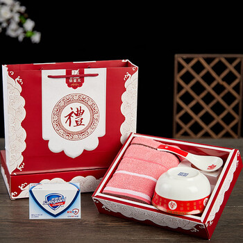 白事追悼会回礼 白事回礼丧事谢礼寿碗毛巾礼盒葬礼答谢礼套装老人