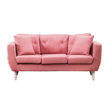 小户型双人三人小沙发北欧单人沙发粉色布艺沙发 皮粉色麻布 单人82cm