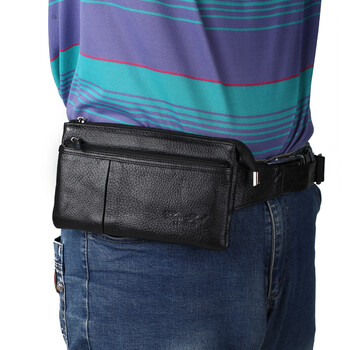 中老年爸爸包运动腰包男士跑步腰包7寸平板包薄款 黑色