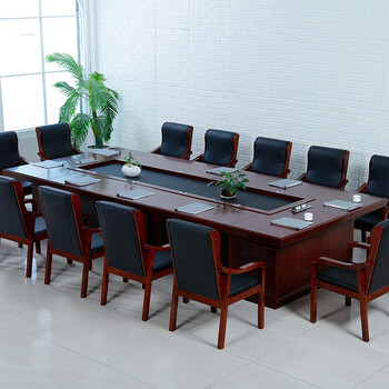 大型会议桌条形油漆会议桌时尚大气多人办公桌椅组合多功能培训桌 5*2