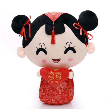 玩具喜庆床上婚庆摆件压床娃娃成对婚房摆设创意结婚礼物 金童玉女 50