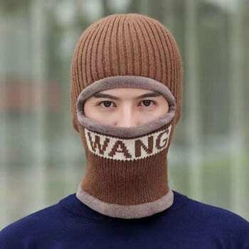 神孩子悍匪帽冬天一帽多戴帽子男冬季加绒加厚一体防风帽骑车护耳套头