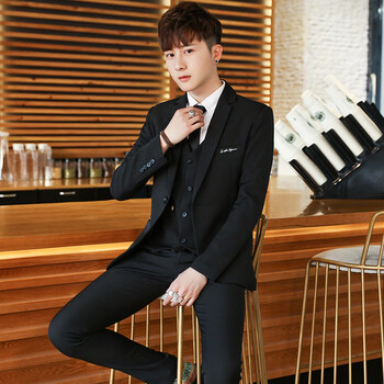 tengbaoyue18岁男孩成人礼衣服高中生免烫西服套装男韩版职业休闲成人