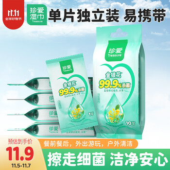 珍爱湿巾 卫生湿巾10片*5包  便携装独立包装 小包湿纸巾