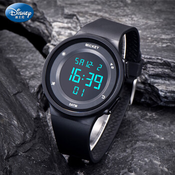 迪士尼儿童电子表防水运动10岁以上男孩女孩初高中小学生男童手表米奇