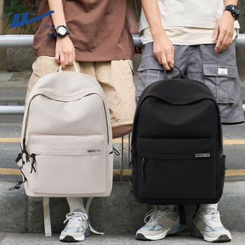 男双肩包初中生高中生女大容量休闲大学生旅行电脑背包黑色冲天鸭挂件