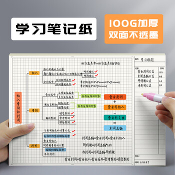 翌翌熊 思维导图笔记本子阅读纸a4大号大学生网格草稿纸小学生笔记格子考研阅读方格手绘空白活页本 A3横版【1包】尝鲜
