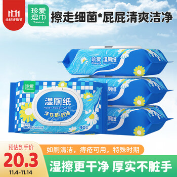 珍爱湿厕纸 卫生湿巾 屁屁私处清洁杀菌 厕所用纸40片*4包