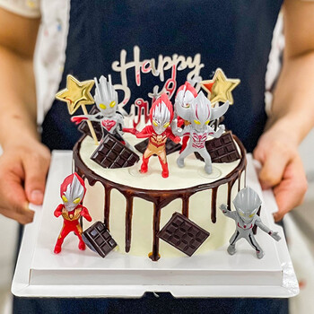 蛋糕新鲜现做全国配送卡通男孩女孩闺蜜同城送达奥特曼巧克力淋面10
