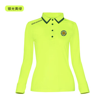 高尔夫女士防晒弹力透气修身速干打底衫运动时尚显瘦女装 荧光黄绿 s