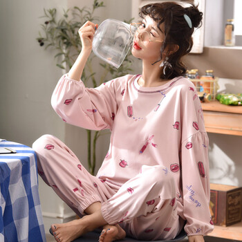 【京东好货】夏季季睡衣女长袖纯棉韩版宽松女式甜美可爱可外穿家居服