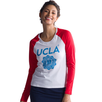 ucla 春夏圆领简约女士长袖t恤 uc13l11-白红 s