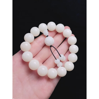 知逸堂白玉菩提子莲心绕指柔手串手把件配饰佛珠念珠高密白色男女