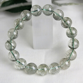 绿发晶手链绿水晶水晶手链手串佛珠饰品男女款首饰绿发晶7465克123mm