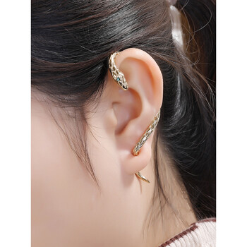 蛇形耳环男士耳钉女单只街头嘻哈2019新款潮钛钢耳饰 银色款(右耳)