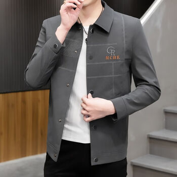 沪韵 男士外套翻领夹克男秋冬青年高档30岁男装帅气春季上衣修身款