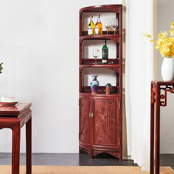 红木餐边柜>水然阁>水然阁血檀(学名:染料紫檀)酒柜中式客厅转角柜靠