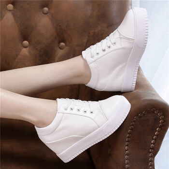 坡跟鞋女土运动休闲透气百搭女士内真高白色单里增高7公分偏小一34