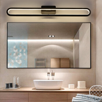 镜前灯北欧浴室洗手间防水防雾led镜子灯简约现代洗漱台化妆壁灯 黑色