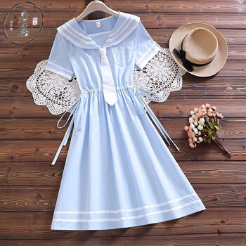 学院风日系水手服jk少女大童收腰显瘦初中学生裙浅蓝色l110125斤