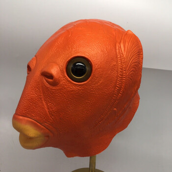 童捷优粉鱼头面具 抖音网红绿鱼人粉鱼头金鱼头面具鱼头头套搞笑表演