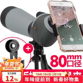 萨伽（SAGA）鸿雁望远镜高倍高清观鸟镜天地两用20-60倍变倍防水微光夜视 80mm口径标配+手机夹