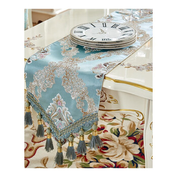 桌旗欧式现代简约中式美式北欧茶几装饰布艺旗床旗定做 将军绿 200cm