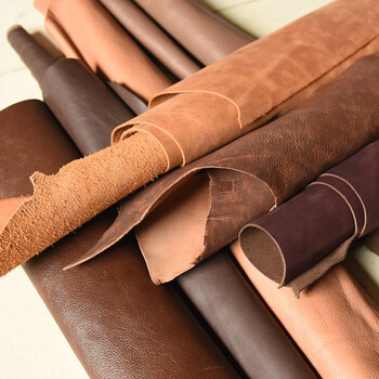 皮料 疯马皮真皮面料荔枝纹牛皮边角料练手皮 棕咖系列随机一个颜色