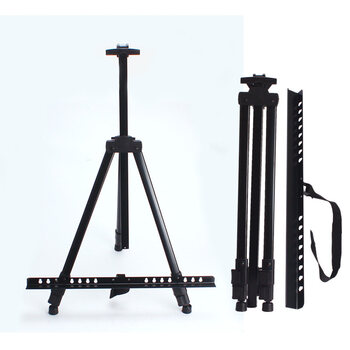 diy数字油画用户外写生实木画架黑色铝合金 三角架可伸缩折叠 铁画架